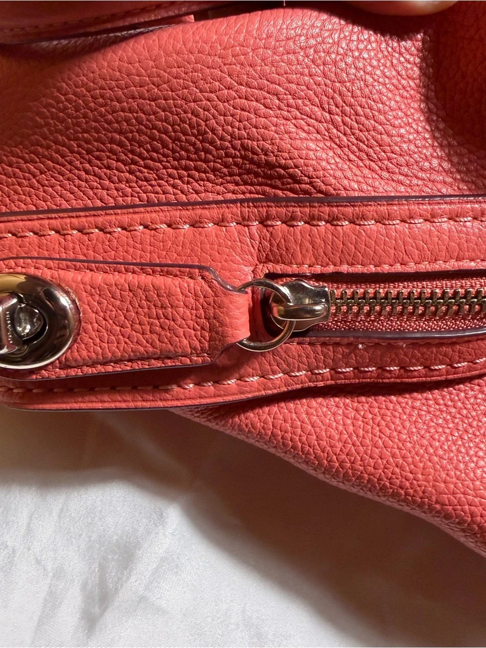 Y2K Coach Edie 31 57125 Bright Coral Pebbled Leather Shoulder Bag